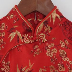 Vintage Oriental Red Silk Dress (Size 2-4)